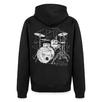 Drums Graphics - Unisex Premium Organic Zip Hoodie - black - Back - Nico (187cm)