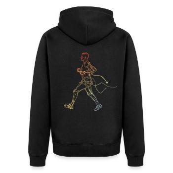 Vintage Jogger Sketch - Unisex Premium Organic Zip Hoodie - black - Back - Nico (187cm)