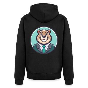Castor Kawaii Dessin animé Personnage Animal Visage D’animal - Veste à capuche bio Premium Unisexe - noir - Dos - Nico (187cm)