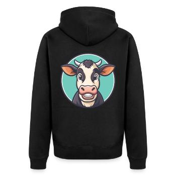 vache kawaii dessin animé personnage animal visage d’animal de compagnie - Veste à capuche bio Premium Unisexe - noir - Dos - Nico (187cm)