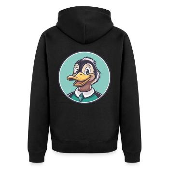 Canard Kawaii Dessin Animé Personnage Animal Animal Visage - Veste à capuche bio Premium Unisexe - noir - Dos - Nico (187cm)