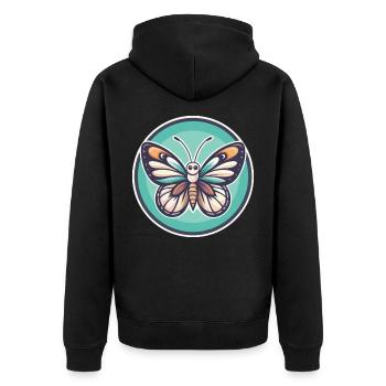 papillon kawaii dessin animé personnage animal visage d’animal - Veste à capuche bio Premium Unisexe - noir - Dos - Nico (187cm)