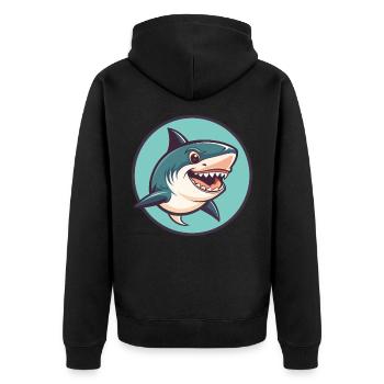 requin kawaii dessin animé personnage animal visage d’animal - Veste à capuche bio Premium Unisexe - noir - Dos - Nico (187cm)