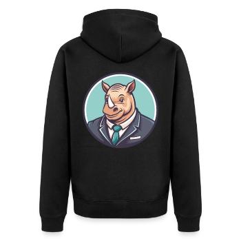 rhinocéros kawaii dessin animé personnage animal visage d’animal de compagnie - Veste à capuche bio Premium Unisexe - noir - Dos - Nico (187cm)