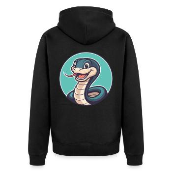 Serpent Kawaii Dessin animé Personnage Animal Animal Visage - Veste à capuche bio Premium Unisexe - noir - Dos - Nico (187cm)