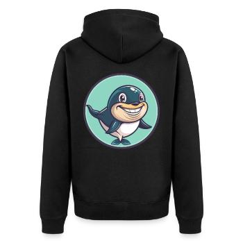 baleine kawaii dessin animé personnage animal visage d’animal - Veste à capuche bio Premium Unisexe - noir - Dos - Nico (187cm)