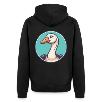 oie kawaii dessin animé personnage animal visage d’animal - Veste à capuche bio Premium Unisexe - noir - Dos - Nico (187cm)