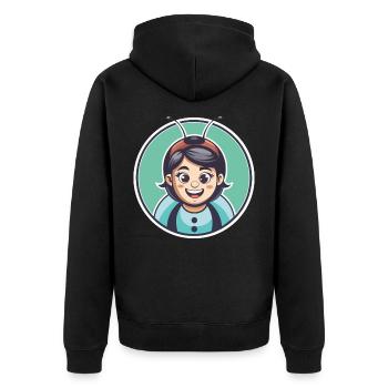 Ladybug Kawaii Cartoon Character Animal Pet Face - Unisex Premium Organic Zip Hoodie - black - Back - Nico (187cm)