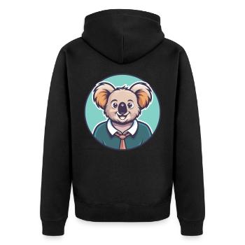 Koala Kawaii Dessin animé Personnage Animal Animal Visage - Veste à capuche bio Premium Unisexe - noir - Dos - Nico (187cm)