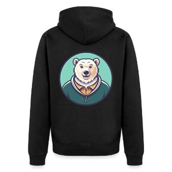 Eisbär Kawaii Cartoon Figur Tier Gesicht - Unisex Premium Bio Zip Hoodie - Schwarz - Hinten - Nico (187cm)