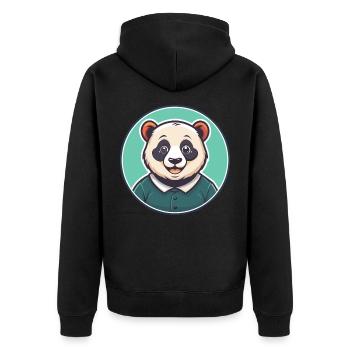 Panda Kawaii Cartoon Character Animal Pet Face - Unisex Premium Organic Zip Hoodie - black - Back - Nico (187cm)