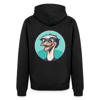 autruche kawaii dessin animé personnage animal visage d’animal - Veste à capuche bio Premium Unisexe - noir - Dos - Nico (187cm)
