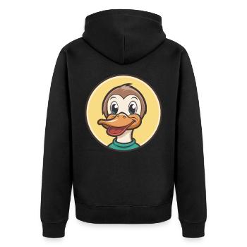 Canard Kawaii Dessin animé Personnage Animal Animal Visage - Veste à capuche bio Premium Unisexe - noir - Dos - Nico (187cm)