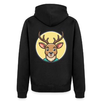 cerf kawaii dessin animé personnage animal animal visage - Veste à capuche bio Premium Unisexe - noir - Dos - Nico (187cm)