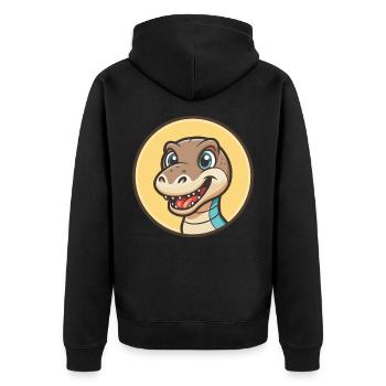 Dinosaurier Kawaii Cartoon Figur Tier Haustier Gesicht - Unisex Premium Bio Zip Hoodie - Schwarz - Hinten - Nico (187cm)