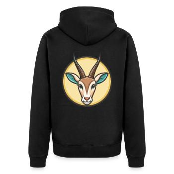 Oryx Kawaii Dessin animé Personnage Animal Animal Visage - Veste à capuche bio Premium Unisexe - noir - Dos - Nico (187cm)