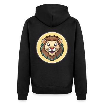 Lion Kawaii Dessin Animé Personnage Animal Animal Visage - Veste à capuche bio Premium Unisexe - noir - Dos - Nico (187cm)