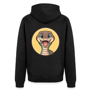 Serpent Kawaii Dessin animé Personnage Animal Animal Visage - Veste à capuche bio Premium Unisexe - noir - Dos - Nico (187cm)