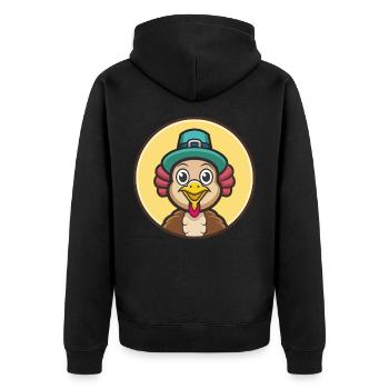Turquie Kawaii Dessin animé Personnage Animal Animal Visage - Veste à capuche bio Premium Unisexe - noir - Dos - Nico (187cm)
