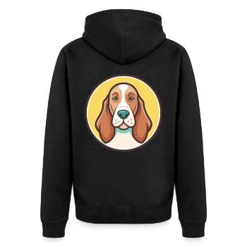 Basset Fauve De Bretagne Hunderasse Cartoon Kawaii - Unisex Premium Bio Zip Hoodie - Schwarz - Hinten - Nico (187cm)