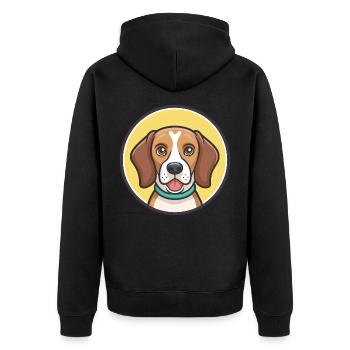 Beagle Harrier Chien Race Dessin animé Kawaii Clipart - Veste à capuche bio Premium Unisexe - noir - Dos - Nico (187cm)