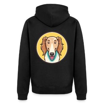 Barzoï Chien Race Dessin Animé Kawaii Clipart Animal Animal Pet - Veste à capuche bio Premium Unisexe - noir - Dos - Nico (187cm)