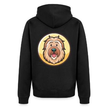 Briard Hund Rasse Cartoon Kawaii Clipart Tier Haustier - Unisex Premium Bio Zip Hoodie - Schwarz - Hinten - Nico (187cm)