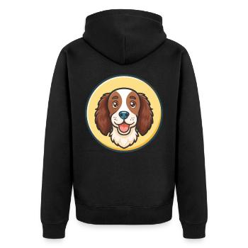 Bretagne Chien Race Coloré Dessin animé Kawaii Clipart - Veste à capuche bio Premium Unisexe - noir - Dos - Nico (187cm)