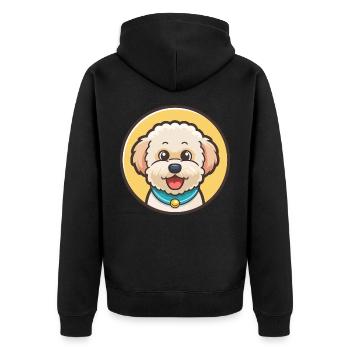 Bichon frisé chien race dessin animé Kawaii Clipart animal de compagnie - Veste à capuche bio Premium Unisexe - noir - Dos - Nico (187cm)