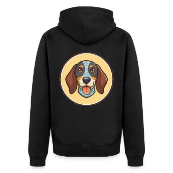 Bluetick Coonhound Dog Breed Cartoon Kawaii - Unisex Premium Organic Zip Hoodie - black - Back - Nico (187cm)