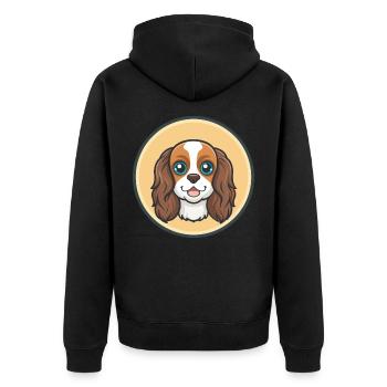 Cavalier Dog Breed Colorful Cartoon Kawaii Clipart - Unisex Premium Organic Zip Hoodie - black - Back - Nico (187cm)