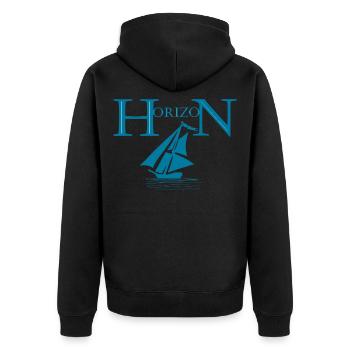 Boat and horizon - Unisex Premium Organic Zip Hoodie - black - Back - Nico (187cm)