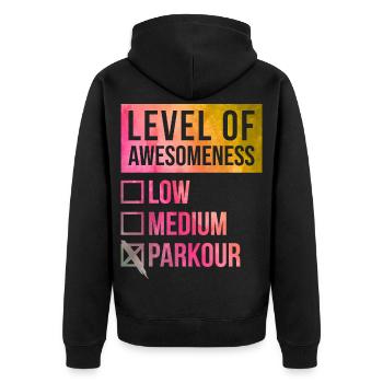 Parkour Parkour Parkour - Unisex Premium Bio Zip Hoodie - Schwarz - Hinten - Nico (187cm)