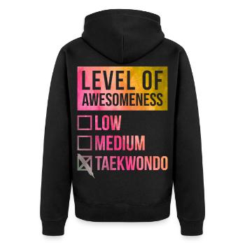 Taekwondo - Unisex Premium Bio Zip Hoodie - Schwarz - Hinten - Nico (187cm)
