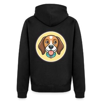 Deutsche Bracke Hunderasse Cartoon Kawaii Clipart - Unisex Premium Bio Zip Hoodie - Schwarz - Hinten - Nico (187cm)