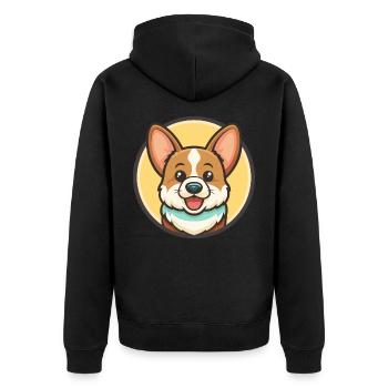 Corgi Dog Race Dessin animé Kawaii Clipart Animal de compagnie - Veste à capuche bio Premium Unisexe - noir - Dos - Nico (187cm)