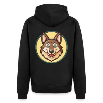 Chien-loup tchécoslovaque Race de chien Dessin animé Kawaii Pet - Veste à capuche bio Premium Unisexe - noir - Dos - Nico (187cm)