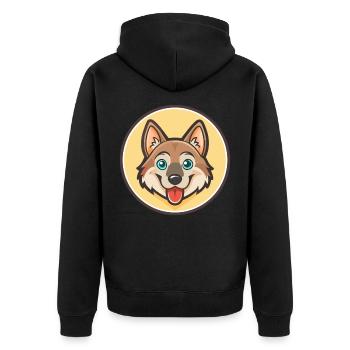 Chien-loup tchécoslovaque Race de chien Dessin animé Kawaii - Veste à capuche bio Premium Unisexe - noir - Dos - Nico (187cm)