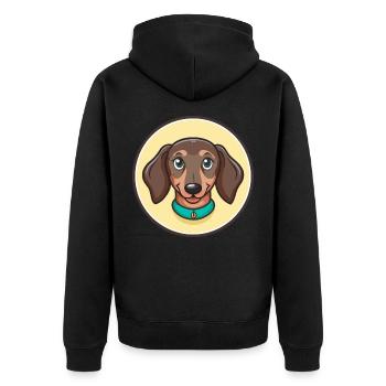 Dackel Hund Rasse Cartoon Kawaii Clipart Tier - Unisex Premium Bio Zip Hoodie - Schwarz - Hinten - Nico (187cm)