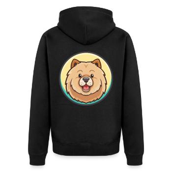Chow Chow Hund Rasse Karikatur Kawaii Clipart Tier - Unisex Premium Bio Zip Hoodie - Schwarz - Hinten - Nico (187cm)