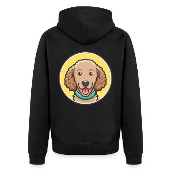 Curly Coated Retriever Hunderasse Karikatur Kawaii - Unisex Premium Bio Zip Hoodie - Schwarz - Hinten - Nico (187cm)
