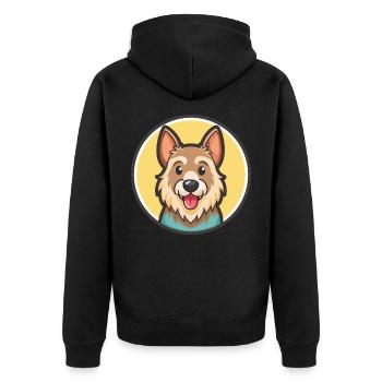 Dutch Smoushond Dog Breed Cartoon Kawaii Clipart - Unisex Premium Organic Zip Hoodie - black - Back - Nico (187cm)