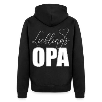 Lieblings Opa Lieblingsopa mit Herz - Unisex Premium Bio Zip Hoodie - Schwarz - Hinten - Nico (187cm)