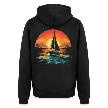 Sailing Illustration - Unisex Premium Organic Zip Hoodie - black - Back - Nico (187cm)