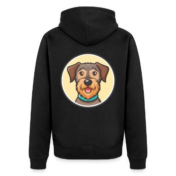 Deutscher Jagdterrier Hunderasse Karikatur Kawaii - Unisex Premium Bio Zip Hoodie - Schwarz - Hinten - Nico (187cm)