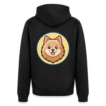 Deutsche Spitz Hunderasse Cartoon Kawaii Clipart Haustier - Unisex Premium Bio Zip Hoodie - Schwarz - Hinten - Nico (187cm)