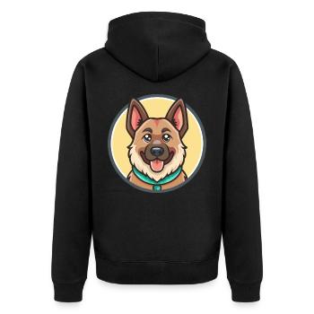 Georgischer Schäferhund Rasse Karikatur Kawaii Clipart - Unisex Premium Bio Zip Hoodie - Schwarz - Hinten - Nico (187cm)