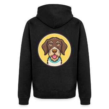 German Wirehaired Pointer Dog Breed Cartoon Kawaii - Unisex Premium Organic Zip Hoodie - black - Back - Nico (187cm)