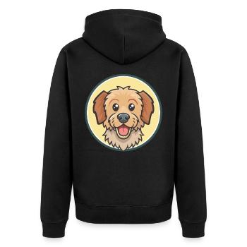 Griffon Fauve De Bretagne Hunderasse Karikatur Kawaii - Unisex Premium Bio Zip Hoodie - Schwarz - Hinten - Nico (187cm)