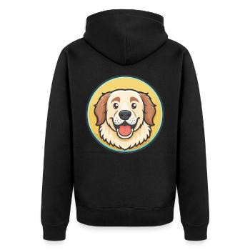 Grande Pyrénées Chien Race Dessin animé Kawaii Clipart - Veste à capuche bio Premium Unisexe - noir - Dos - Nico (187cm)